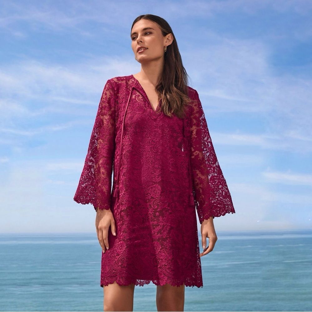 Johnny Was Harper Recycled Mini Dress in Burgundy Size Small